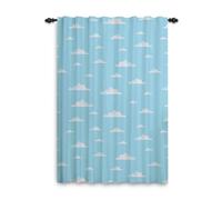 ggaimwf Rideau de fenêtre Nuage Blanc Bleu Solide Rideau plissé Crayon avec Ruban à Volants Salon Rideaux de Chambre d'enfants Porte-Patio extérieure Couloir Passe-Tringle 107x160cm 1 Panneau