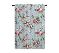 ggaimwf Rideaux à Motifs Floraux Rétro Rideau à Fleurs en Fleurs Ferme Drapé Vert Pli Crayon pour la décoration de la Maison du Salon Balcon Rideau extérieur Ruban supérieur 132x214cm 1 Panneau