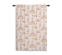 ggaimwf Rideaux Arc-en-Ciel à Plis Crayon Style Boho Rideaux Arc-en-Ciel Chambre d'enfants Naturel Traitement de fenêtre pour Filles Salon Crèche Café Rideau intérieur 107x160cm 1 Panneau