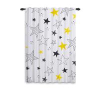 ggaimwf Rideaux étoiles pour Chambre d'enfant Jaune Blanc Dessin Animé Motif Espace Galaxie Rideaux Plissé Crayon Décor de fenêtre pour Chambre de garçon Porte de Salle de Jeux 135x245cm 1 Panneau