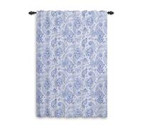 ggaimwf Rideaux Paisley Rideaux Bleus Vintage Boho Rideaux Floraux Motif damassé Chambre à Coucher Plis Crayon Rideaux de Style Ferme pour Le Salon Rideaux Passe-Tringle 135x229cm, 1 Panneau