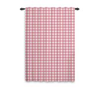ggaimwf Rideaux Vichy Chambre Rideaux à Carreaux texturés Rose pâle pour Filles Salon Traitement de fenêtre Ferme Rustique 107x160cm 1 Panneau