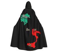 ggasdvjj Cape à capuche unisexe avec imprimé carte de l'Italie marquée, costume de fête, cape d'Halloween, cape de fête à thème.