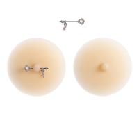 GGAUBAIFI Cache-tétons avec Piercing, en Silicone, adhésifs, réutilisables, pétales de Poitrine avec Boule en Diamant Rose, Faux Piercing, Anneau, Bijoux pour Femmes C