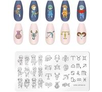 GGAUBAIFI Constellations Plaques à Ongles Estampage, 12 Constellations Thème Signe Étoile Nail Art DIY Modèle d'estampage