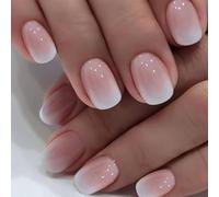 GGAUBAIFI Press on Nails Extensions d'ongles, Blanc Court Carré Presse sur Ongles Faux Ongles Acrylique Brillant Ongles Artificiels Coller sur les Ongles pour Femmes 24 Pièces