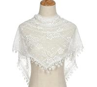 GGAUBAIFI Triangle Fleur Chapelle Voiles Catholique Latin Messe Tête Couvrant Fleur Dentelle Écharpe Mantilla Voiles pour Église avec Glands