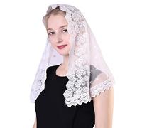 GGAUBAIFI Voiles pour Église Dentelle Chapelle Voiles Voile Catholique Triangle Voile de Messe Latine Écharpe Mantilla Couvre-chef pour Femmes