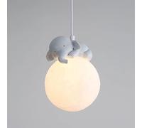 GGBBJJ 3D Lune Lampes Suspendues pour Chambre d'enfants Dimmable Animal Dessin Animé Planète Plafond Lampe Suspendue Résine Petite Boule De Lait Blanc Mignon Enfants Lustre pour Garçon Fille Chambre