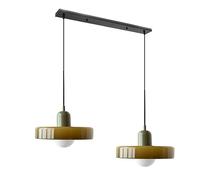 GGBBJJ Grand luminaire suspendu en verre vert à 2 lumières, lustre moderne du milieu du siècle, lampe suspendue de ferme vintage, lampe d'îlot de cuisine sur évier, chambre à coucher, salle à manger,