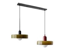 GGBBJJ Grand luminaire suspendu en verre vert à 2 lumières, lustre moderne du milieu du siècle, lampe suspendue de ferme vintage, lampe d'îlot de cuisine sur évier, chambre à coucher, salle à manger,