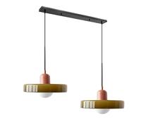 GGBBJJ Grand luminaire suspendu en verre vert à 2 lumières, lustre moderne du milieu du siècle, lampe suspendue de ferme vintage, lampe d'îlot de cuisine sur évier, chambre à coucher, salle à manger,