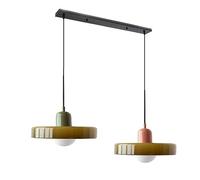 GGBBJJ Grand luminaire suspendu en verre vert à 2 lumières, lustre moderne du milieu du siècle, lampe suspendue de ferme vintage, lampe d'îlot de cuisine sur évier, chambre à coucher, salle à manger,