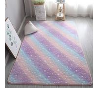 GGBOND Tapis lumineux phosphorescent avec étoiles arc-en-ciel pour filles, peluche courte, douce et confortable, 120 x 200 cm