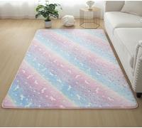 GGBOND Tapis lumineux qui brille dans l'obscurité avec poney et étoiles, poils courts en éponge, doux et confortable, 100 x 200 cm