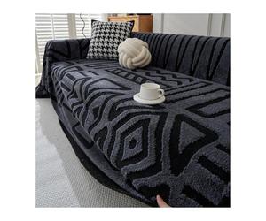 GGCYGG Couverture Canapé Boho Vintage: Tapis Moelleux, Polyvalent Antibrouillard, Idéal pour Familles, Animaux de Compagnie et Enfants(Dark Gray,180 * 230cm)