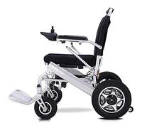 GGD - Fauteuil roulant électrique portable, pliable, léger, compact et puissant avec double moteur, aide à la mobilité, pèse seulement 26 kg, supporte 130 kg, argenté