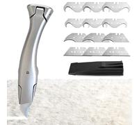 GGesii Outil de Crochet de Tapis Cutter securité Couteau pliant professionnel + 12 lames, pour la découpe de sols en plastique PVC