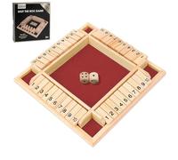 GGesii Shut The Box Jeu de 4 Joueurs Shut The Box Wooden Table Game, Jeu de société en Bois pour activités de Plein air, KTV, Voyages, fêtes (Rouge)