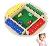 GGesii Shut The Box Jeu de 4 Joueurs Shut The Box Wooden Table Game, Jeu de société en Bois pour activités de Plein air, KTV, Voyages, fêtes (Style Rond)