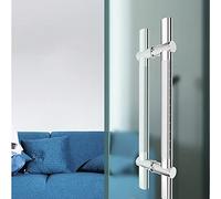 GGFFJ Poignées de porte coulissante, poignée réglable for, en verre acier inoxydable brossé, rampe bureau, boutons salle bain, argent/or rose/noir (noir 800 mm)(Silver,800mm)