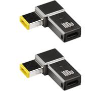 GGFOXLEW Lot de 2 adaptateurs USB C vers pointe fine, 100 W 5 A pour ordinateur portable, entrée USB C femelle vers pointe fine, convertisseur de charge rectangulaire en alliage d'aluminium compatible
