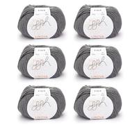 ggh Linova (couleur 016 gris ardoise) - Lot de 6 pelotes de 50 g - 300 g de fil de coton et de lin - Pour tricot et crochet - 74 % coton, 26 % lin - Environ 600 m - Épaisseur des aiguilles : 3,5 à 4,5