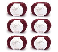 ggh Linova (couleur 044 - rouge brique) - Lot de 6 pelotes de 50 g - 300 g de fil de coton et de lin - Pour tricot et crochet - 74 % coton, 26 % lin - Environ 600 m - Épaisseur des aiguilles : 3,5 à