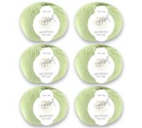 ggh Merino Deluxe - Lot de 300 g (6 x 50 g) - 100 % laine mérinos extrafine pour tricot dans de nombreuses couleurs - Couleur 019 - Vert citron clair