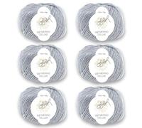 ggh Merino Deluxe - Set de 300g (6x50g) - 100% laine mérinos extrafine pour tricoter dans de nombreuses couleurs - Couleur 005 - Gris