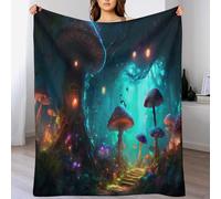 GGJJTT Couverture Champignon, Doux, Douillette, Moelleux, Chaud, Couverture Polaire en Flannel pour Canapé, Chambre, Voyage, 150×200cm