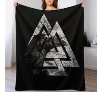 GGJJTT Couverture en Mythe Viking 3D Impression Chaudes Moelleuse Couverture en Polaire Flannel Légères Couvertures Toutes Saisons pour Voyager, Lit Ou Canapé（130×180cm）