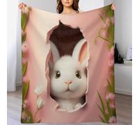 GGJJTT Couverture Lapin - Douce en Flannel Couverture Convient À Toutes Les Saisons pour Voyager, Lit Ou Canapé 130×180cm