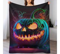 GGJJTT Couverture Luxe Motif Citrouille d'halloween Impression 3D Couverture Légère en Polaire De Flannel Linge De Lit Couvre-lit Couverture De Canapé（150×200cm）