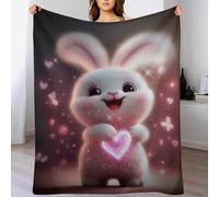 GGJJTT Couverture Motif Lapin Mignon Impression 3D Couverture Légère en Polaire De Flannel Linge De Lit Couvre-lit Couverture De Canapé（130×150cm）