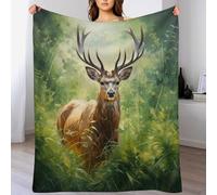 GGJJTT Couverture Plaid Couverture Chaude Confortable en Flannel Molleton De Flanelle Motif Cerf, Couverture en Toute Saison pour Lit（130×150cm）