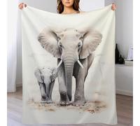 GGJJTT Couverture Polaire éléphant Flannel Polyester Plaid Doux Et Chaud Couvre-Lit Sofa Jete De Canape Facile A Nettoyer 100×130cm