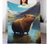 GGJJTT Couvertures en Animal Capybara Flannel, Couverture Super Douce, Plaid Douillet pour Le Lit, Le Canapé, Le Voyage Et L'extérieur, 100×130cm