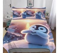 GGJJTT Cute Pingouin Parure De Lit Housse De Couette Impressio 3D Microfibre Doux avec Taie d'oreiller 2 Pièces Garçons Filles Enfants Single135x200cm
