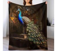 GGJJTT Paon Plaid Couverture en Flanelle Super Douce, en Flannel De Confortable Et Chaude, Convient À Toutes Les Saisons. 100×130cm