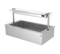 GGM Gastro | EA156B | Bac à glace encastrable - 1,5 m - 4 x GN 1/1 - Avec protection contre la toux en verre