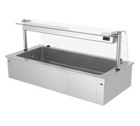 GGM Gastro | EA186C | Bac à glace encastrable - 1,8 m - 5 x GN 1/1 - Avec protection contre la toux en verre