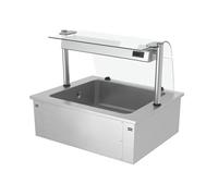 GGM Gastro | EA86C | Bac à glace encastrable - 0,8 m - 2 x GN 1/1 - avec protection contre la toux en verre