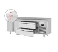 GGM Gastro | KTI256T2S1212 | Table réfrigérée Premium PLUS - 2452x600mm - avec 2 portes et 4 tiroirs et avec rebord