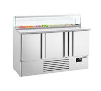 GGM Gastro | PZI157M | Saladette Premium PLUS - 1460mm - 3 deuren - met glazen opzetstuk voor 8x GN 1/6