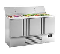 GGM Gastro SAI157M Saladette Premium Plus, 1460 mm, 3 portes, avec entrée pour 9 x GN 1/3 & 6 x GN 1/6 et couvercle en acier inoxydable