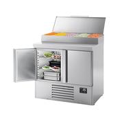 GGM Gastro | ZTI107M | Mini voorbereiding koeltafel - 978x700mm - met 2 deuren - Roestvrijstalen opzetstuk 5x GN 1/4