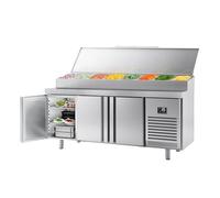 GGM Gastro | ZTI207 | Table de préparation réfrigérée - 1960x700mm - avec 3 portes - Fixation inox 1x GN 1/2 & 9x GN 1/3