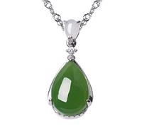GGMWDSN Pierre de Jade Collier, Pendentif Jade Verte,Collier avec Pendentif en Jade Vert pour Bijoux en Argent Sterling avec BoîTe-Cadeau, Unisexe