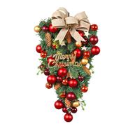 Ggnaxivs 1 PCS Ornement Suspendu Couronne Artificielle de Noël Décoration comme Indiqué Couronne de Noël en Plastique + Métal Décorative pour Porte D'Entrée, Mur, Cheminée